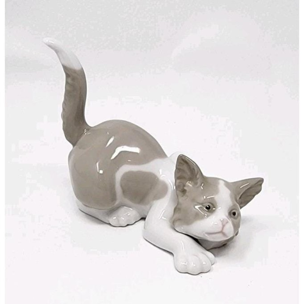 1981 Lladro Attentive Cat Kitty Porcelain Figurine Glossy Made in Spain 4" Tall